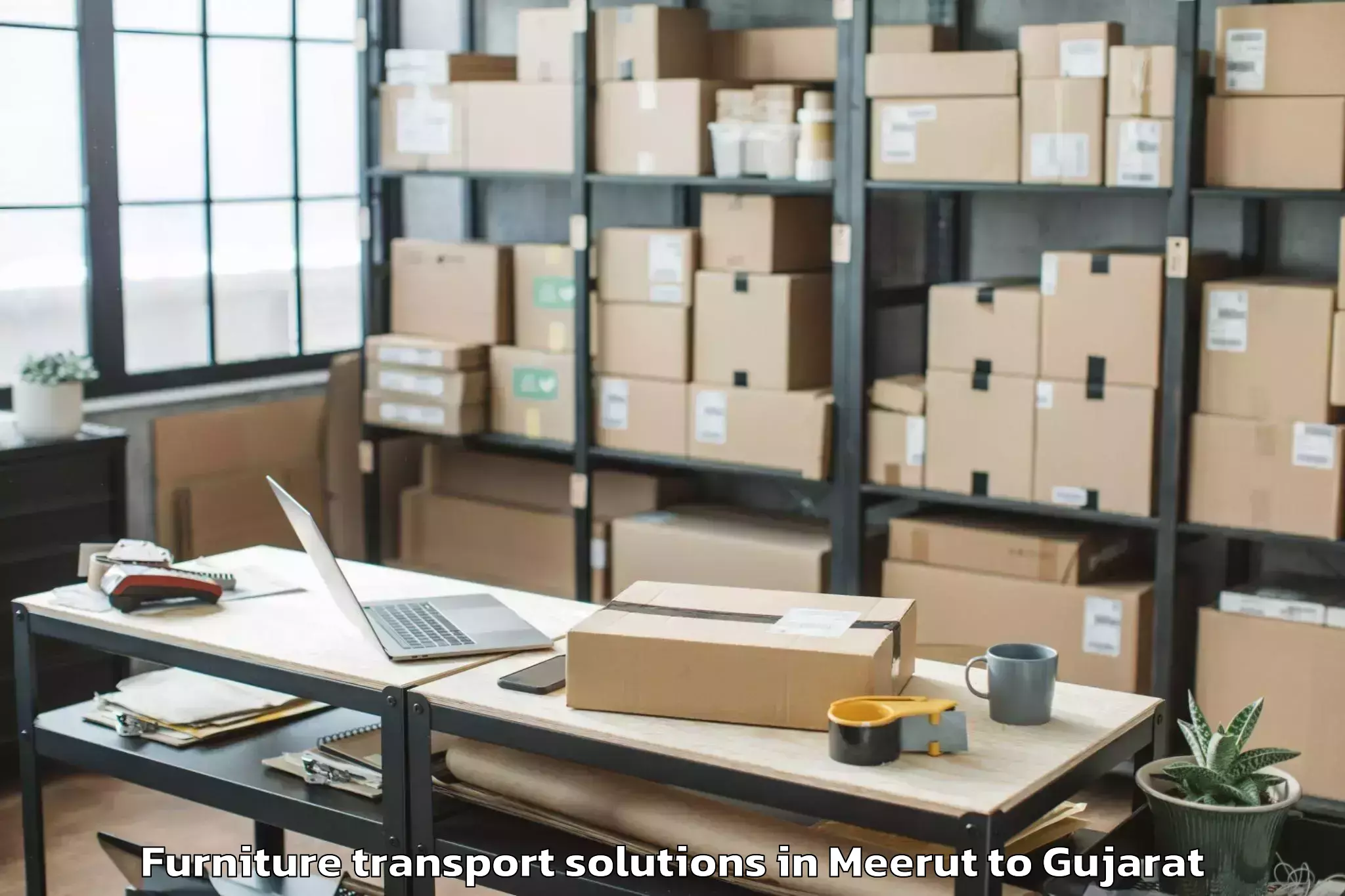 Trusted Meerut to Keshod Furniture Transport Solutions